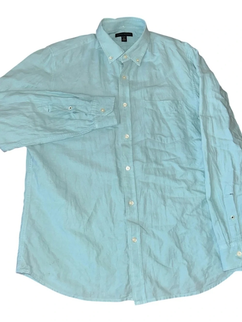 Banana Republic Linen Blend Button-Down Shirt Men’s 16-16.5 L Coastal Dadcore